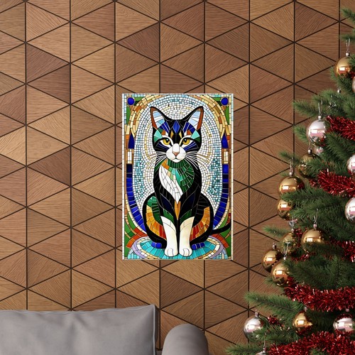 Mosaic Tile Cat Matte Vertical Posters Unique Wall Decor - Picture 4 of 12