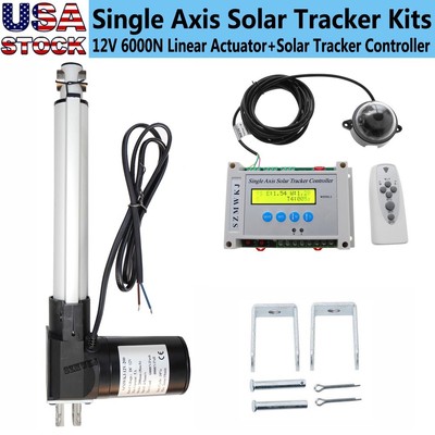6000N Single Axis Solar Tracker -12V 8'' Linear Actuator +Controller Complete Kit