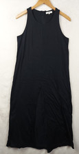 Madewell Tank Dress Womens 6 Black Maxi Front/Side Slits Cotton Racerback Summer