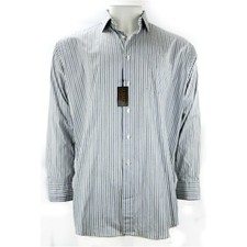 NEW Chaps Ralph Lauren 2 Ply Pinpoint Cotton Blue Striped Dress Shirt 17 34/35