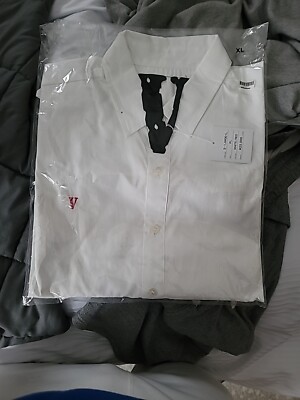 Vlone Long Sleeve Button Up White/red XL