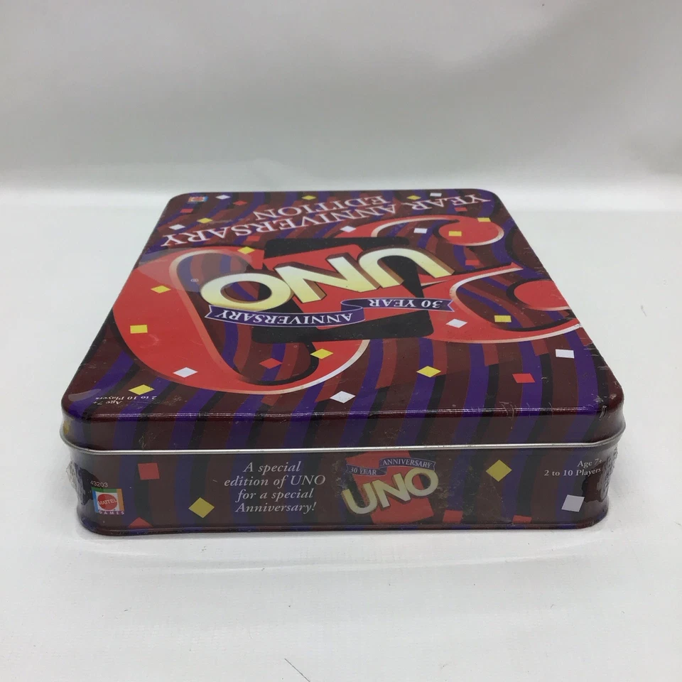 Mattel UNO 30 Year Anniversary Edition Card Game In Tin NOS Factory Sealed 2001 - Image 3 of 4