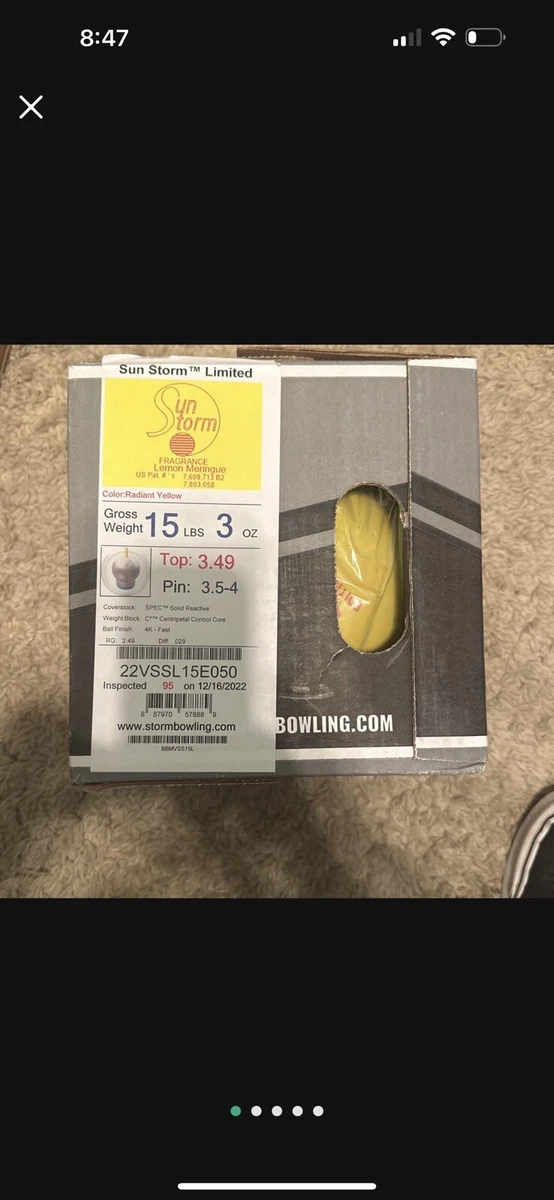 STORM SUN STORM LIMITED EDITION NEW YELLOW 15 LBS BOWLING BALL