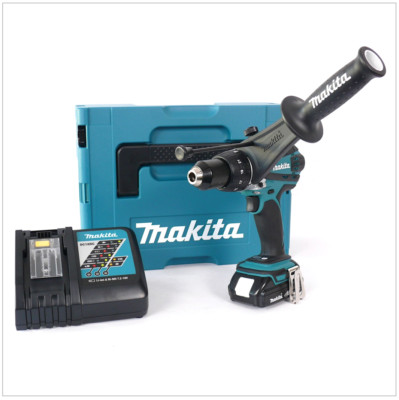 Makita DHP 458 Y1J-D 18V Akku Schlagbohrschrauber im Makpac + 1,5Ah Akku + Lader