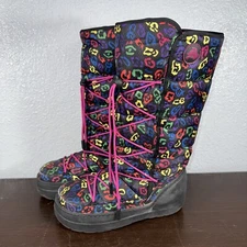 RARE Crocs Kosmo Tall Mid Calf Leopard Multicolored Y2K Pink Winter Snow Boots 8