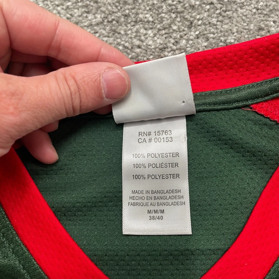 Camisa Minnesota Wild Mediana Verde Roja NHL Manga Larga Cuello en V Jersey Para Hombres LEER Foto 4 de 4