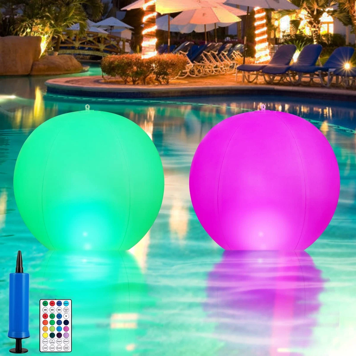 Solar Floating Pool Lights 2Pcs 14 Solar Pool Ball Lights for Above Ground