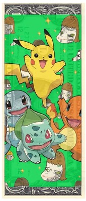 Death NYC ltd signed art bank note $1 USD DOLLAR Pokemon Pikachu Yoshitomo Nara