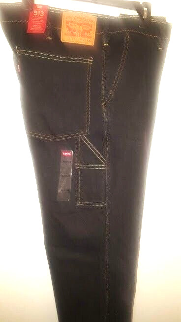 🔥LEVI'S 513 SLIM STRAIGHT CARPENTERS PANTS BLACK JEANS MEN'S 42x34 / RARE NWT image 5