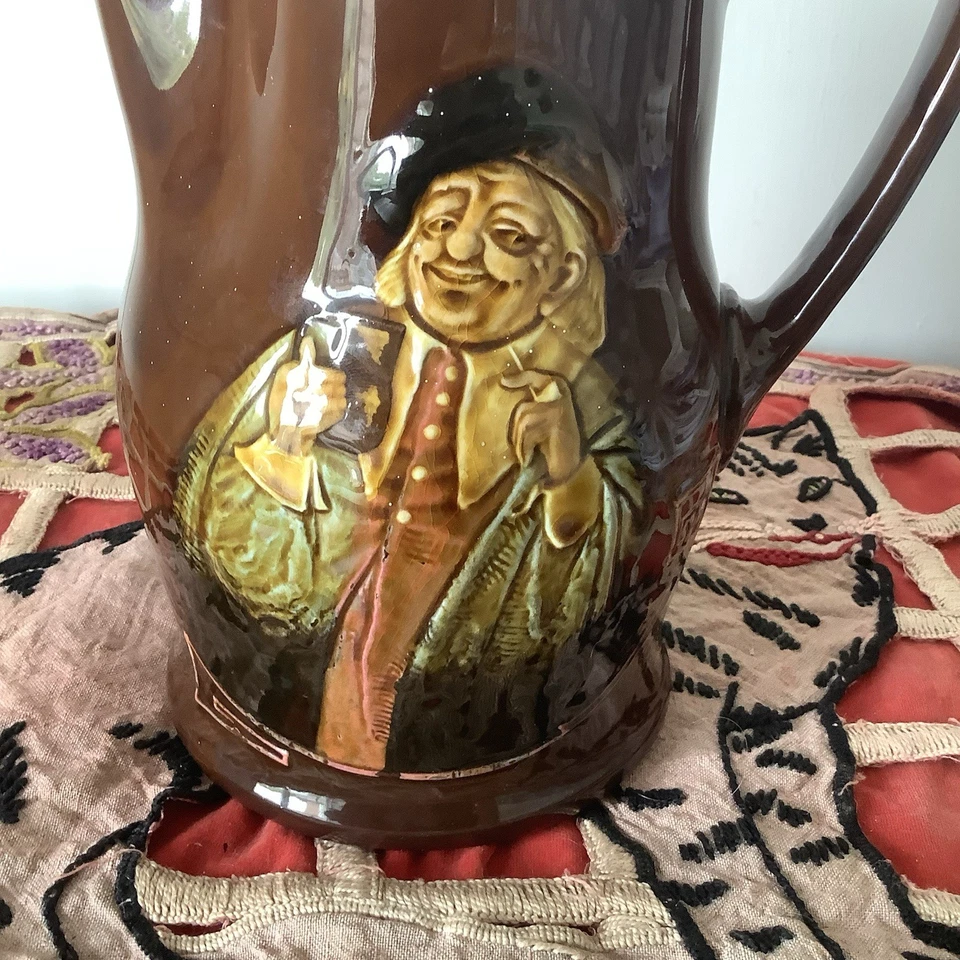 Rare Royal Doulton Kingsware Jug Silver Rim Large Size London C1907 Noke Antique - Image 2 of 4