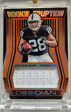 Josh Jacobs Raiders Rookie Eruption Patch Card RE-9 2019 Obsidian Orange  46/50. rookie card picture