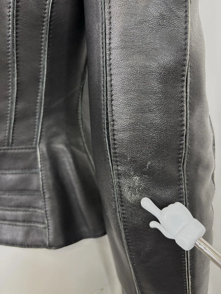 Chaqueta de Cuero Piel de Cordero Negra Colección Versace De Colección S 40 Foto 4 de 4