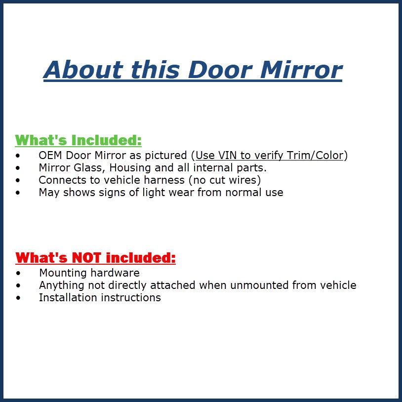 2019-2022 Volvo V60 RH Passenger Door Mirror Side View OEM