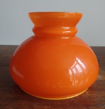VINTAGE RETRO ORANGE WITH WHITE INNER GLASS OIL LAMP SHADE CIRCA 1970'S