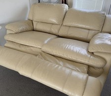 Beige Leather 2-Seater Reclining (electric) Sofa and 3 seater recl (manual) 