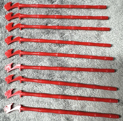Set of 9 Vintage Red Seagrams 7 Whiskey Tiki Bamboo Swizzle Sticks 5.75''