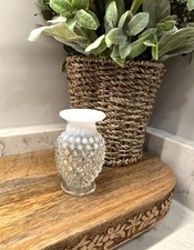 Vintage Hobnail White Opalescent Small Bud Floral 4 inch Vase