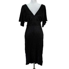 ASTR the Label Metallic Black V Neck Dress - Women's Size M