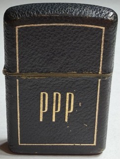 Vintage 1950's Zippo Blue Full Leather Wrapped with Monogram PPP RARE