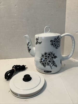 Bella Ceramic Electric Kettle KE7937-A Floral Hydrangea Black White Teapot 1200W
