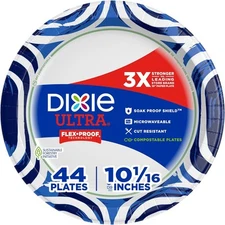 Dixie Ultra, Large Paper Plates, 10 Inch, 44 Count, 3X Stronger*, Heavy Duty