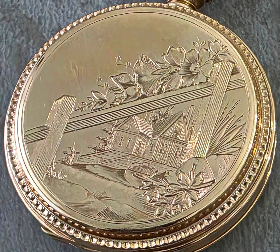 LEO - UN RELOJ BOLSILLO CAZA COMPLETO ORO 14K 45mm, c. 1910 Foto 4 de 4