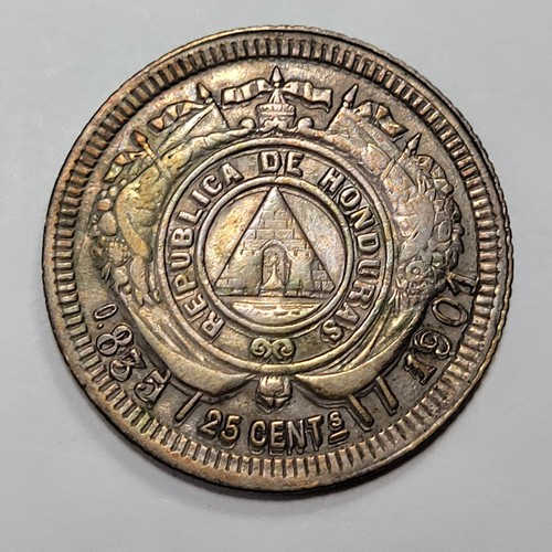 1901/00 HONDURAS Silver 25 Centavos Better Grade Circulated Silver Nice *V142