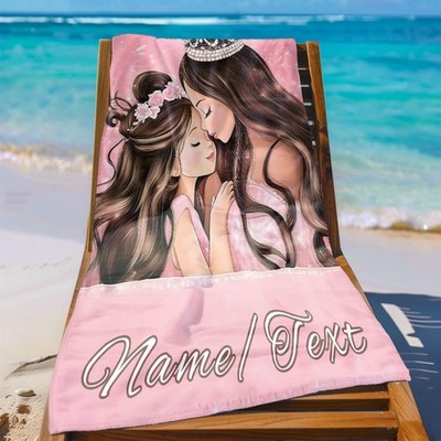 Sweet Mother and Daughter Custom name Beach Towel - Soft, Ultra-Absorbent Micro