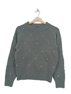 ANN TAYLOR Sudadera de punto fino Mujeres Jersey Talla EU 36 gris claro - Imagen 1 de 4