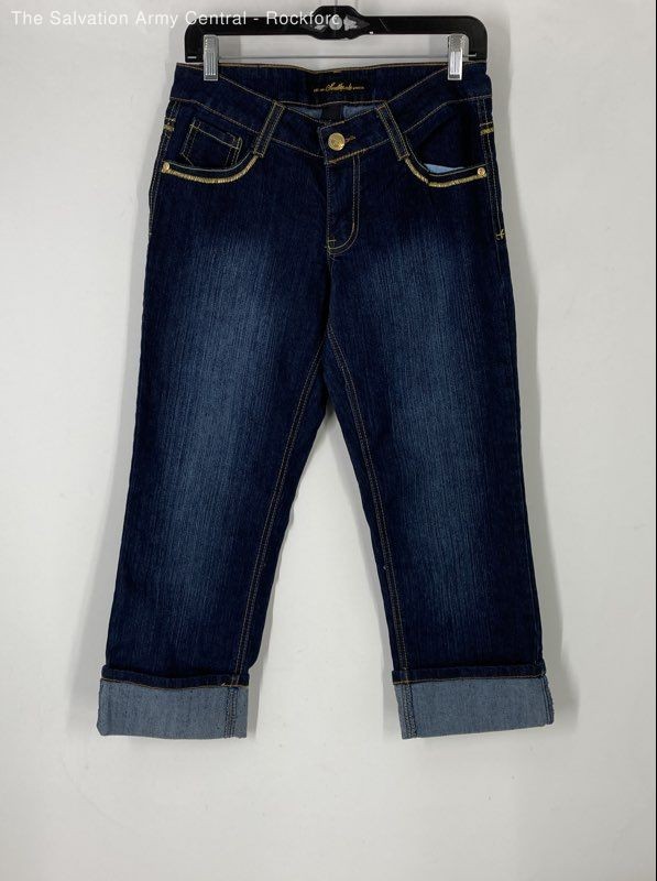 Southpole Jeans Co. Womens Blue Denim Dark Wash Pockets Capri Jeans Size 7