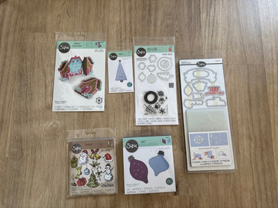Set 5 Sizzix - Weihnachten Kugeln Baum Stempel Tim Holtz Fold-a-long BigZ