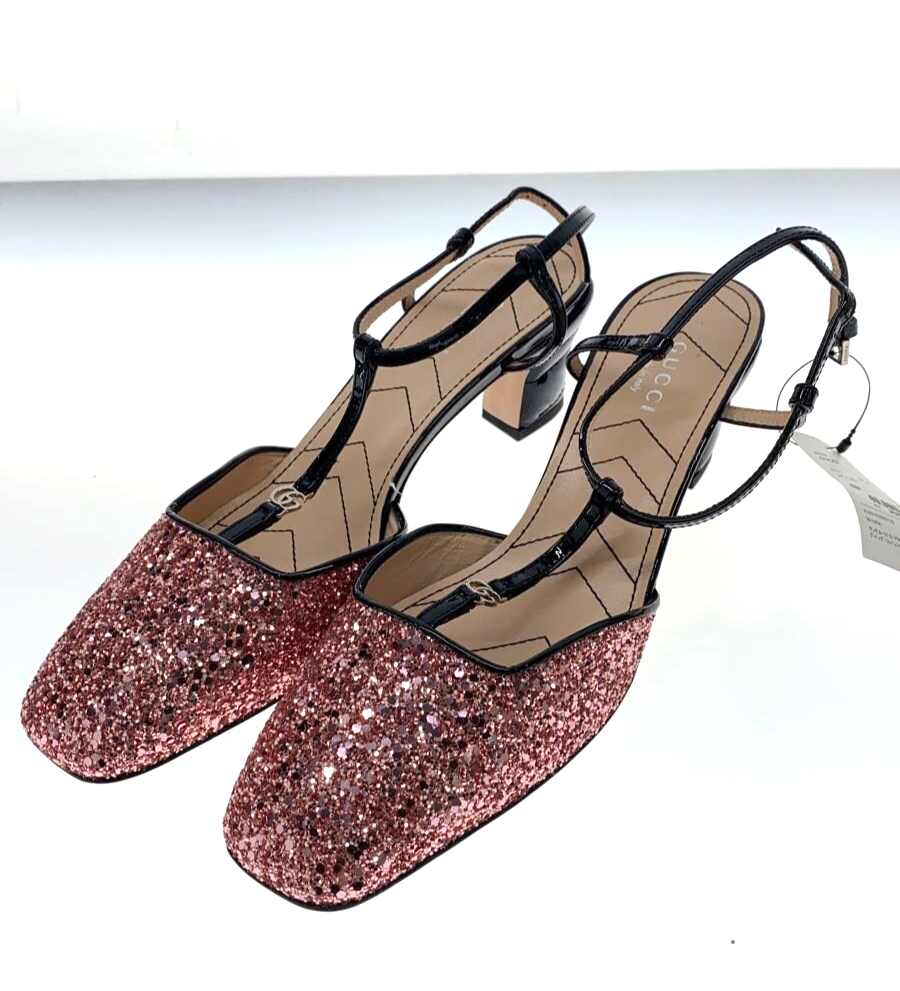 Gucci GG Pink Sequin Slingback Sandals Women's US 6.5