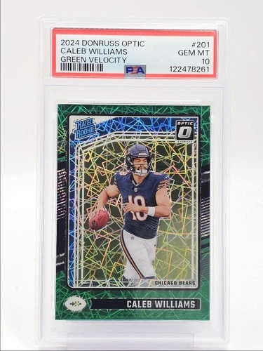 CALEB WILLIAMS 2024 OPTIC RATED ROOKIE GREEN VELOCITY PRIZM A RC PSA 10 Q0004