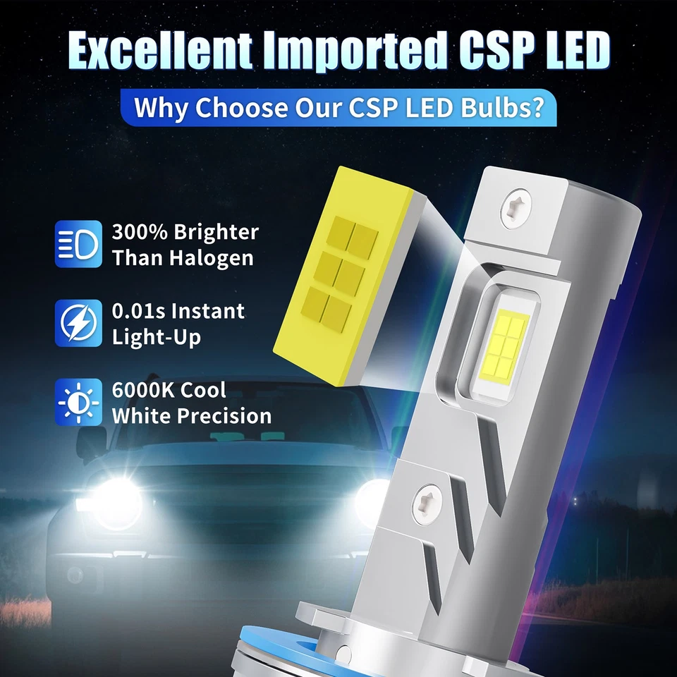 H11B LED Headlight Bulbs Conversion Kit Low Beam White Super bright - Image 3 of 4