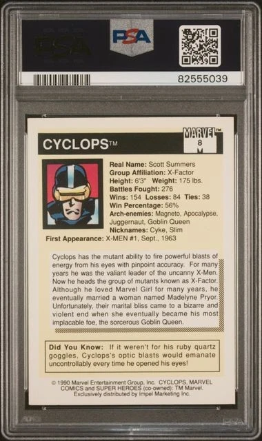 1990 Impel Marvel Universe Cyclops #8 PSA 9 - Image 2 of 3