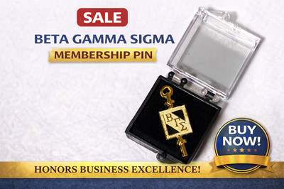 Beta Gamma Sigma BGS Graduation Honor business honor society label pin gold