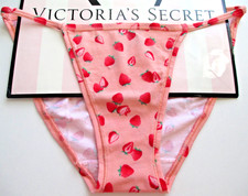 VICTORIA'S SECRET PINK Cotton String Bikini Panty S M L XL Strawberries NWT VS