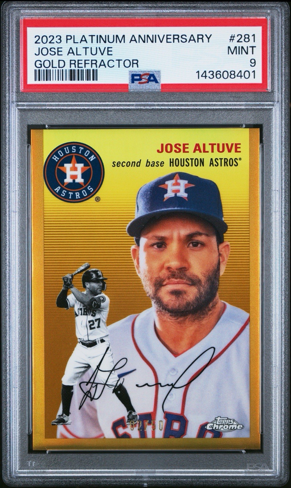 ⚾️ 2022 Topps Chrome Platinum Anniversary Jose Altuve #123 Gold Refractor 02/50