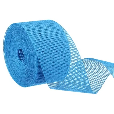 Ruban en toile de jute, 2 pouces de large 10 yards ruban filaire en toile de jute, bleu ciel - Photo 1/4