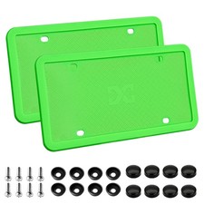 2pk Silicone Green License Plate Frame Cover Rust-proof Weather-proof New Kit