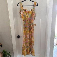 Show Me Your Mumu Claire Midi Dress Groovy Blooms Floral XS NWT Boho Hippie