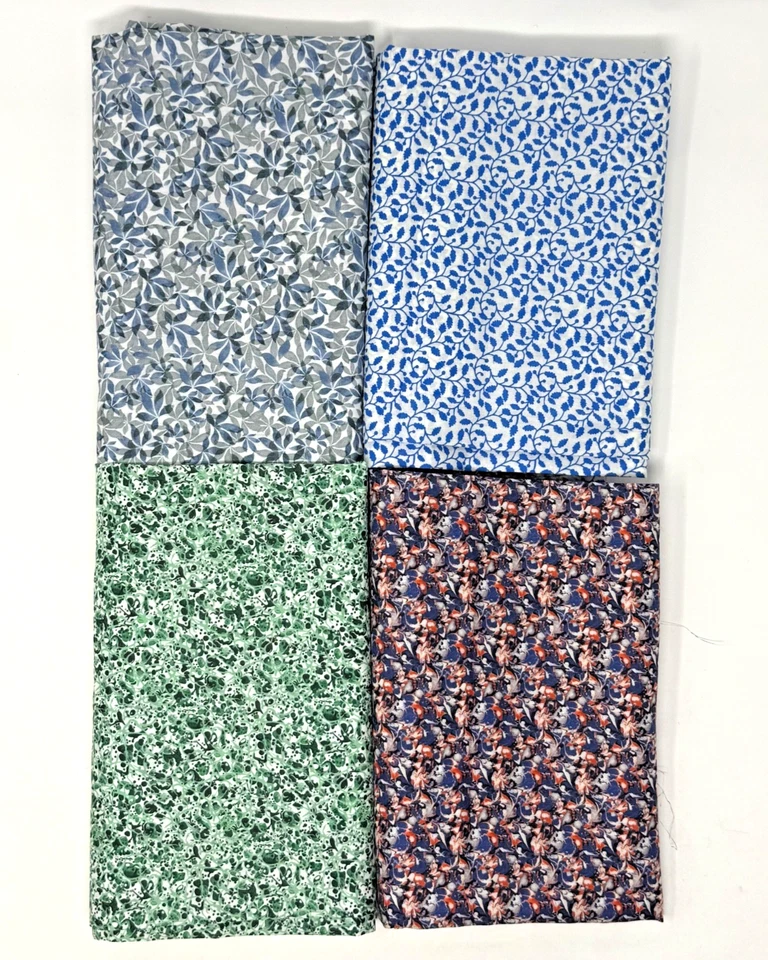 LOTE REMANENTE DE 4 piezas de tela de algodón Liberty Tana Lawn - 1/2 yarda - 2 yardas en total Foto 3 de 4