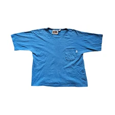 Vintage 90s Gitano Women's Blue Oversized Tee Shirt with Pocket - Womens Large