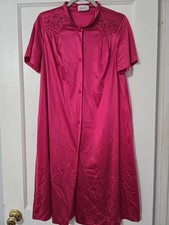 Vintage VANITY FAIR House Coat MooMoo Robe Fuchsia Hot Pink Size Small