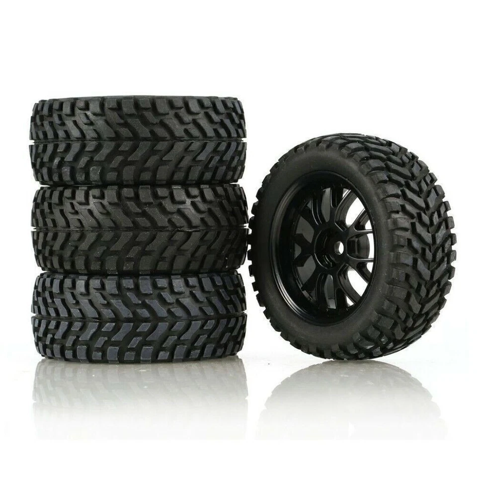 4Pcs 75mm Wheel Tires 12mm Hex For HSP Wltoys 144001 1:14 1:16 1:18 RC Buggy Car - Image 2 of 4