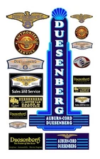1:87 HO scale model vintage Duesenberg car automobile service signs
