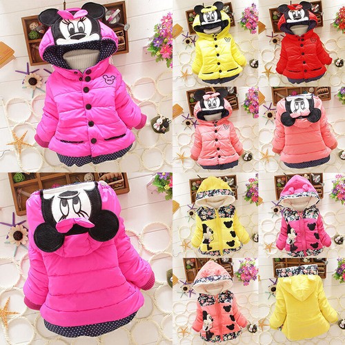 Toddler Baby Kids Girls Mickey Minnie Mouse Coat Winter Parka Jacket Top Outwear - Picture 5 of 19