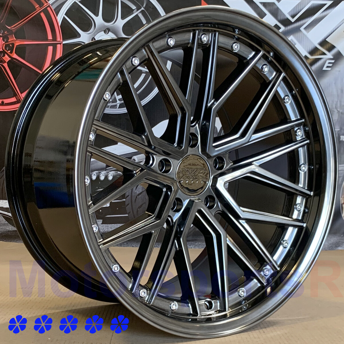 XXR 571 Wheels 18 x8.5 10 +25 Chromium Black Grey Staggered 5x4.5