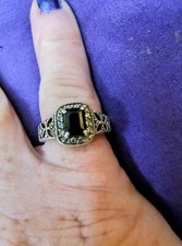 Vintage Black Sapphire Sterling Silver Ring Size 6