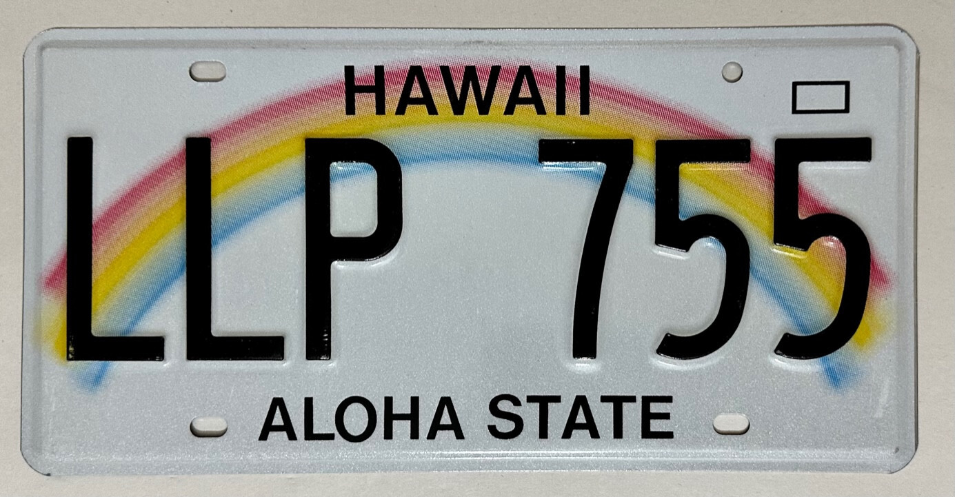 HAWAII Rainbow License Plate Aloha State Random Letters HI eBay